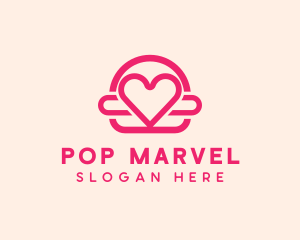 Pink Burger Love Heart logo design