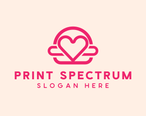 Pink Burger Love Heart logo design