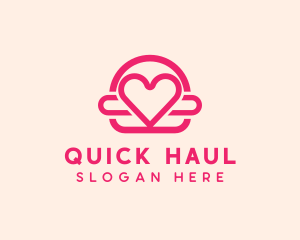 Pink Burger Love Heart logo design