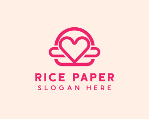 Pink Burger Love Heart logo design