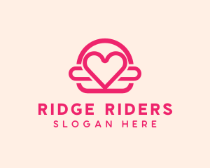 Pink Burger Love Heart logo design