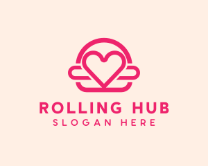 Pink Burger Love Heart logo design