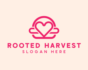 Pink Burger Love Heart logo design