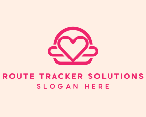 Pink Burger Love Heart logo design