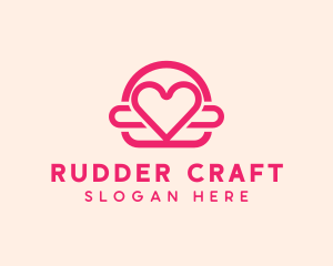 Pink Burger Love Heart logo design