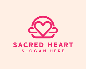 Pink Burger Love Heart logo design