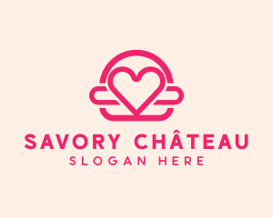 Pink Burger Love Heart logo design