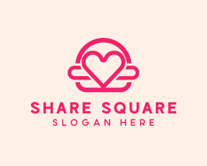 Pink Burger Love Heart logo design