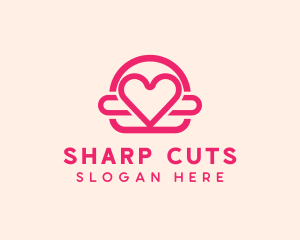 Pink Burger Love Heart logo design