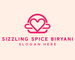 Pink Burger Love Heart logo design