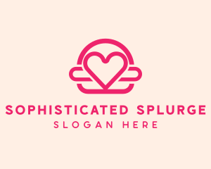 Pink Burger Love Heart logo design