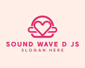 Pink Burger Love Heart logo design