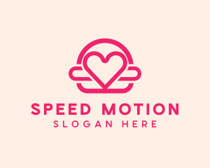 Pink Burger Love Heart logo design