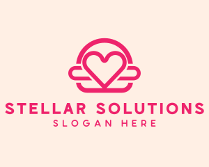 Pink Burger Love Heart logo design