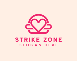 Pink Burger Love Heart logo design