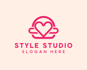 Pink Burger Love Heart logo design