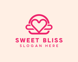 Pink Burger Love Heart logo design