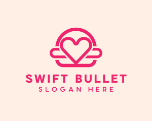 Pink Burger Love Heart logo design