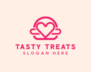 Pink Burger Love Heart logo design