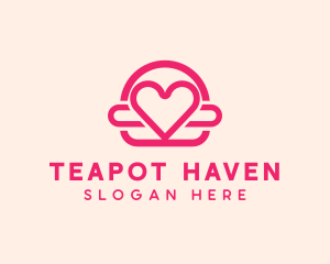 Pink Burger Love Heart logo design