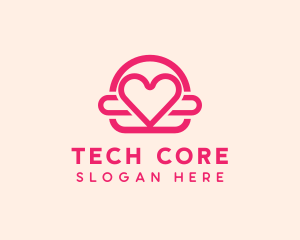 Pink Burger Love Heart logo design