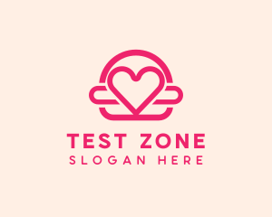 Pink Burger Love Heart logo design