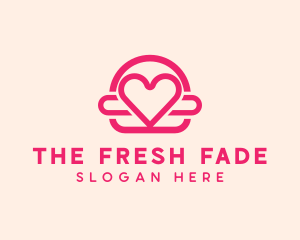 Pink Burger Love Heart logo design