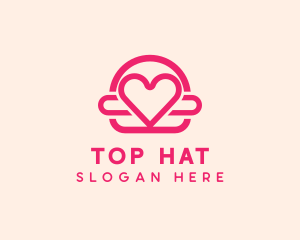 Pink Burger Love Heart logo design