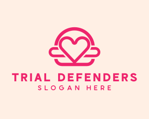 Pink Burger Love Heart logo design