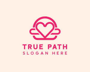 Pink Burger Love Heart logo design