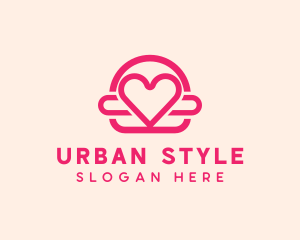 Pink Burger Love Heart logo design