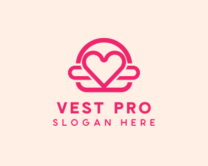 Pink Burger Love Heart logo design