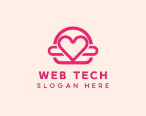 Pink Burger Love Heart logo design