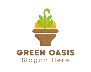 Leaf Sprout Vase logo design