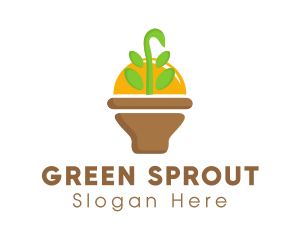 Leaf Sprout Vase logo design