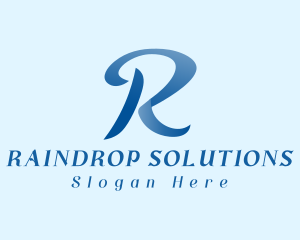 Blue Ribbon Letter R logo design