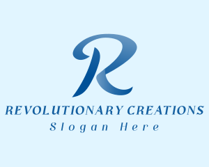 Blue Ribbon Letter R logo design