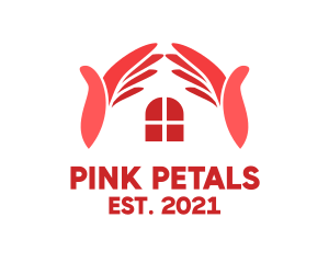 Pink Hand Roofing Service  logo design