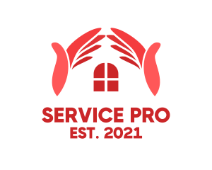 Pink Hand Roofing Service  logo design