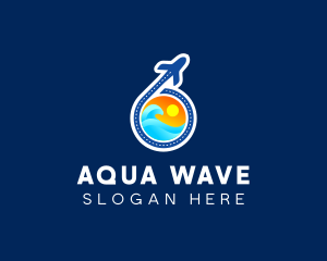 Airplane Sea Travel logo design