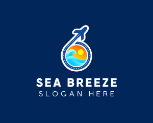 Airplane Sea Travel logo design