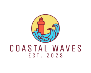 Seaside Lighthouse Tower logo design