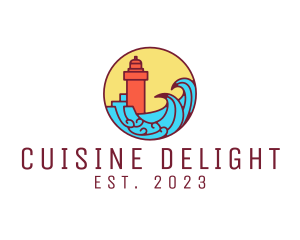 Seaside Lighthouse Tower logo design