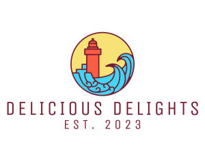 Seaside Lighthouse Tower logo design