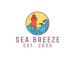 Seaside Lighthouse Tower logo design