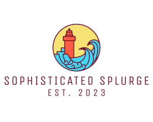 Seaside Lighthouse Tower logo design