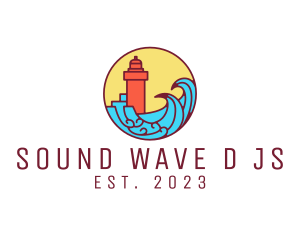 Seaside Lighthouse Tower logo design