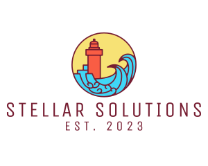 Seaside Lighthouse Tower logo design