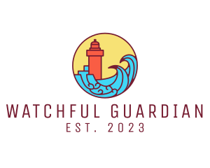 Seaside Lighthouse Tower logo design