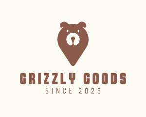 Wild Bear Location Pin logo design